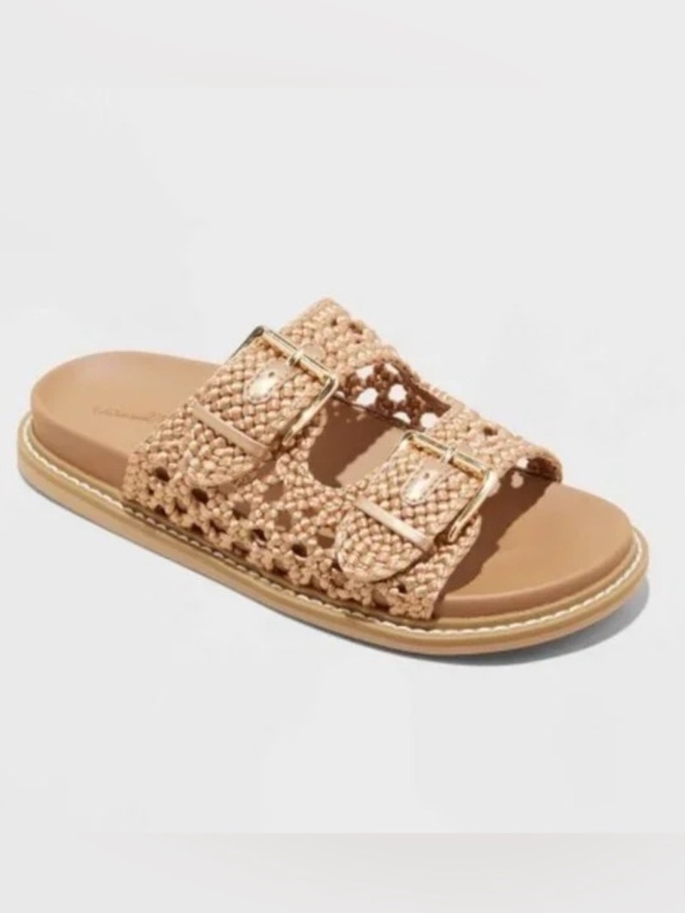 Universal Thread Kylie Crochet Woven Double-Buckle Slide Sandals